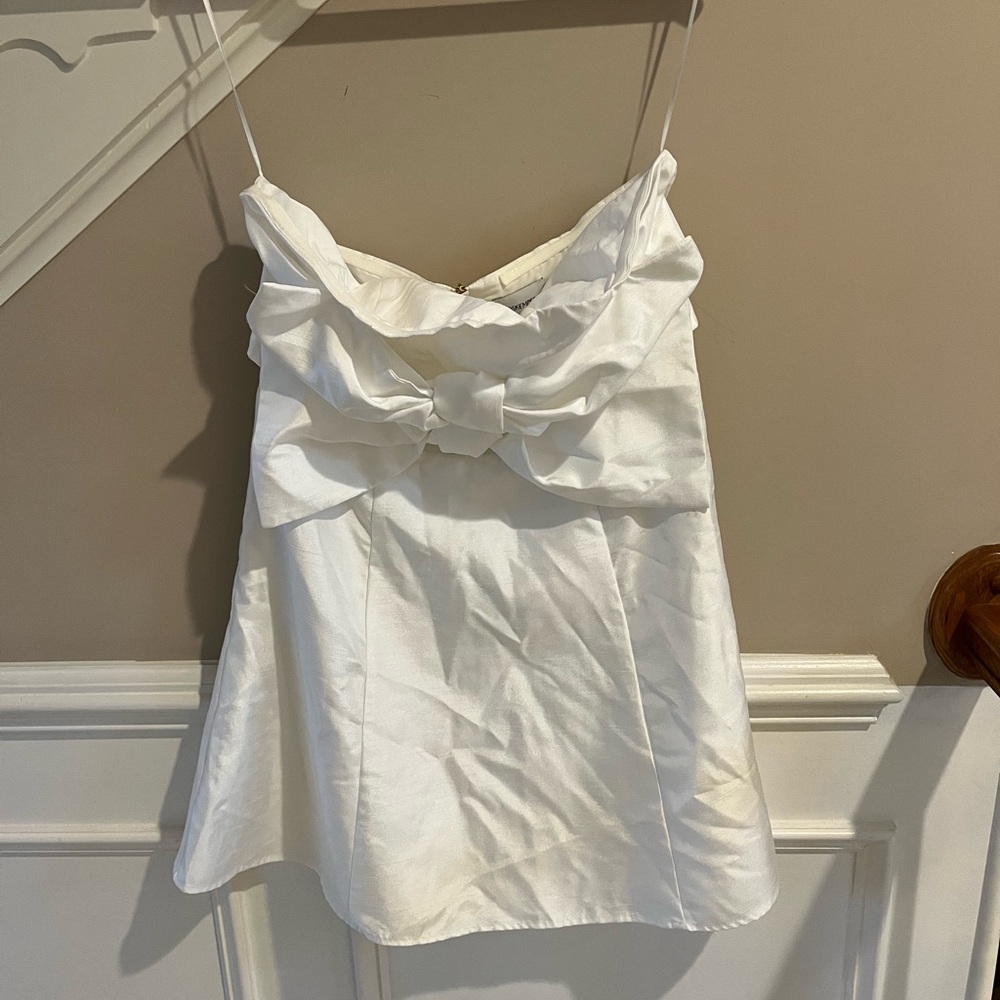 Anthropologie White Strapless Dress with Bow Detail - Picture 4 of 13